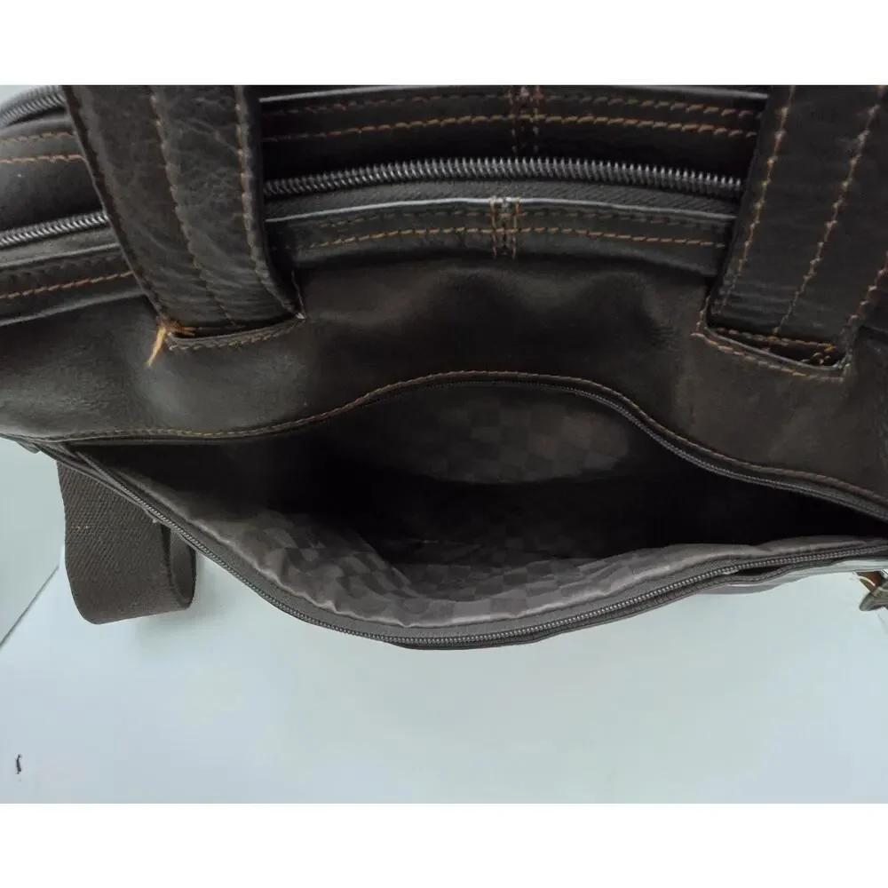Samsonite Brown/Black Leather Laptop Business Case Briefcase Case Bag